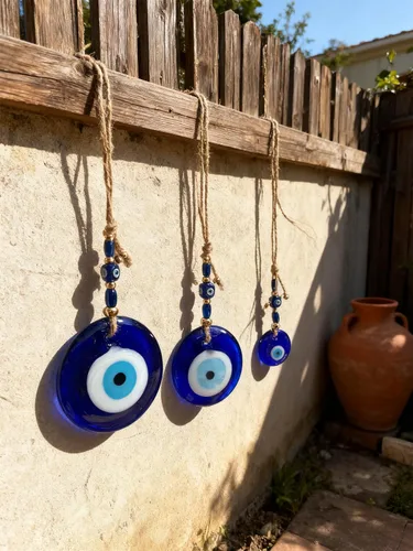 Miniatura 7 de Amuleto de cristal azul hecho a mano para colgar en la pared, amuleto de buena suerte para el hogar, oficina, decoración de coche, jardín, adorno