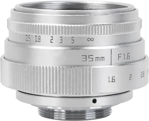 Miniatura 3 de Lente de cámara 1.378 in F1.6 CCTV C Mount enfoque manual Lente de apertura grande para lente M4/3 Fx Moun Arte y fotografía de belleza (plata)
