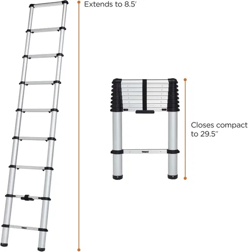 Miniatura 3 de Thule Escalera para furgoneta, 9 escalones, extensión de 8.5 pies, escalera telescópica para furgoneta, sistema de cierre fácil, cumple con EN:131