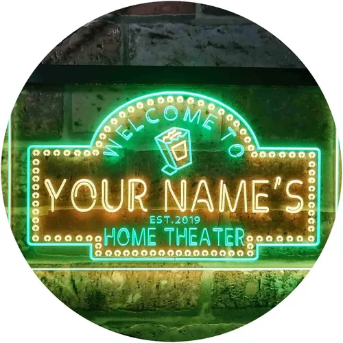 Miniatura 17 de ADVPRO Letrero de neón LED de doble color con tema de cine en casa, diseño personalizado de este año, azul y rojo, 16 x 12 pulgadas