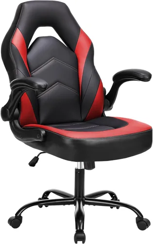 Miniatura 11 de NEWBULIG Silla de escritorio para juegos de computadora, soporte lumbar ergonómico grande con reposabrazos abatibles y ruedas giratorias de 360°