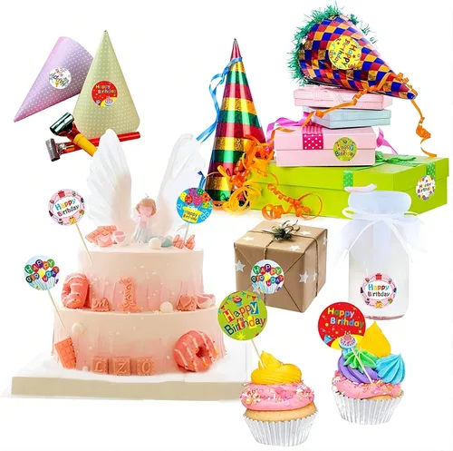 Miniatura 5 de Calcomanías de feliz cumpleaños de 1 pulgada, 500 unidades en 1 rollo para decoración de cumpleaños, suministros de fiesta, sellado de tarjetas