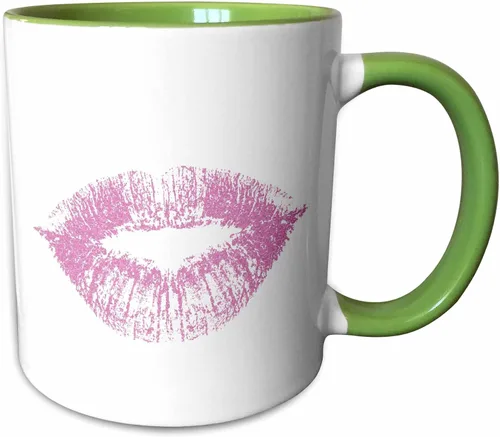 Miniatura 9 de 3dRose Girly Pink Kiss Lips 15oz Two-Tone Black Mug