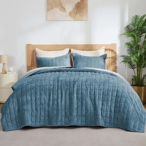 Miniatura 9 de BEDELITE Juego de edredón de terciopelo tamaño Queen – Juego de ropa de cama de terciopelo de lujo de 3 piezas, suave y acogedor color negro, colcha