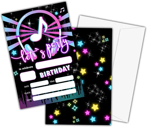 Miniatura 6 de Tarjetas de invitación de fiesta de cumpleaños para niños, invitaciones de fiesta de cumpleaños número 10, tarjetas para niñas y niños, celebración