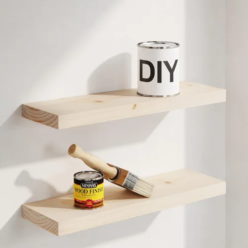 Miniatura 68 de Homeforia Estante flotante blanco de 48 pulgadas, estantes flotantes de madera maciza de alta gama de 48 pulgadas de largo para montaje en pared