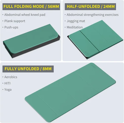 Miniatura 5 de Tapete plegable extra grande de yoga y fitness de 0.315 pulgadas (74 x 31.5 x 0.32 pulgadas), tapete de pilates ligero y antideslizante de doble