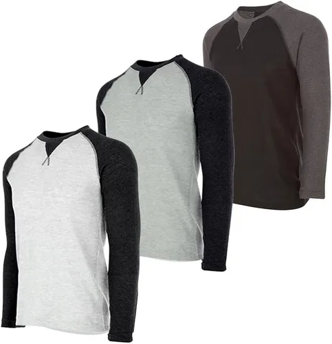 Miniatura 22 de DARESAY Paquete de 3: camiseta térmica de manga larga para hombre, camisetas de manga larga Henley & Crew para hombre, camisetas de manga larga
