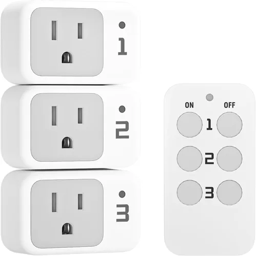 Miniatura 7 de TESSAN - Enchufe de salida con control remoto, kit de interruptor de luz inalámbrico TESSAN con rango RF de 100 pies, interruptor