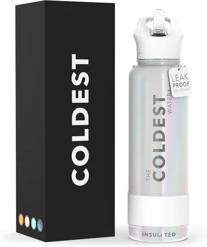 Miniatura 121 de Coldest - Botella para agua con tapa que incluye pajilla, térmica y metálica (acero inoxidable), para hombres y mujeres, color morado