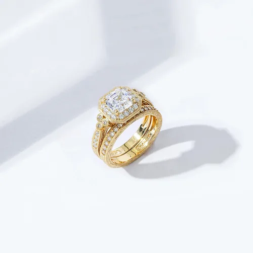 Miniatura 43 de Amazon Essentials Anillo antiguo de plata de ley chapada en platino o oro con circonita cúbica de elementos infinitos de corte Asscher