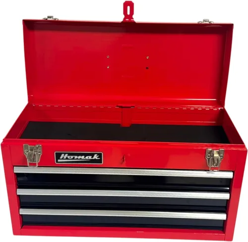 Miniatura 7 de Caja de herramientas portátil de metal Homak, de 20 pulgadas, con 3 cajones, pequeño cofre de herramientas con forros EVA, cajones deslizantes
