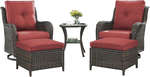Miniatura 48 de Rilyson Mecedora de mimbre - Juego de 2 sillas mecedoras de mimbre para patio, sillas mecedoras de ratán para porche al aire libre, terraza, jardín