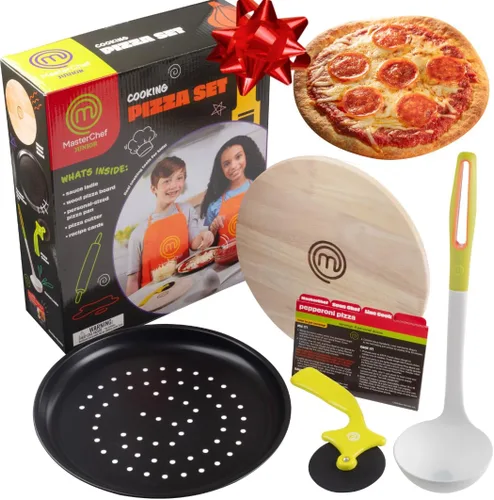 Juego de cocina de pizza MasterChef Junior, el kit incluye 5 unidades, utensilios de cocina reales y recetas para niños.