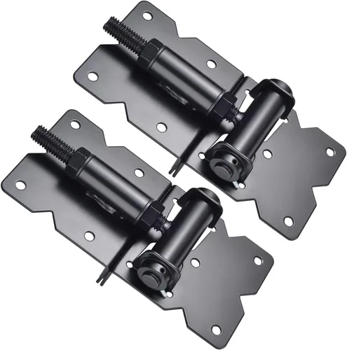 Miniatura 5 de Bisagras de hardware de puerta de cierre automático, resistentes para vallas de madera/vinilo/PVC, ajustable en 90 grados, con tornillos