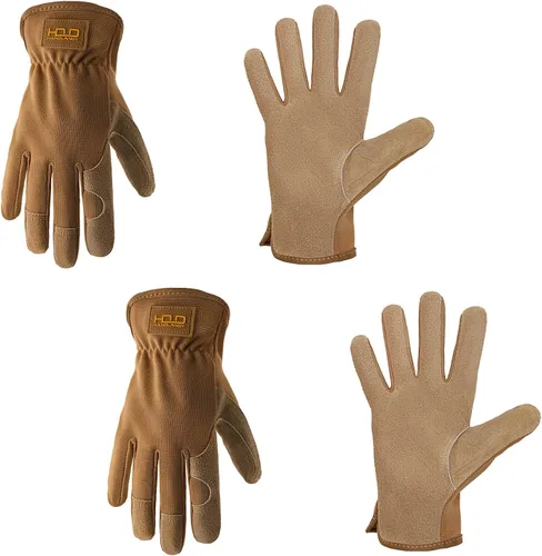 HANDLANDY HLDD Men Leather Gardening Gloves, Utility Work Gloves for Gardening, Yardwork, Construction, Mechanics Marrón-2 pares