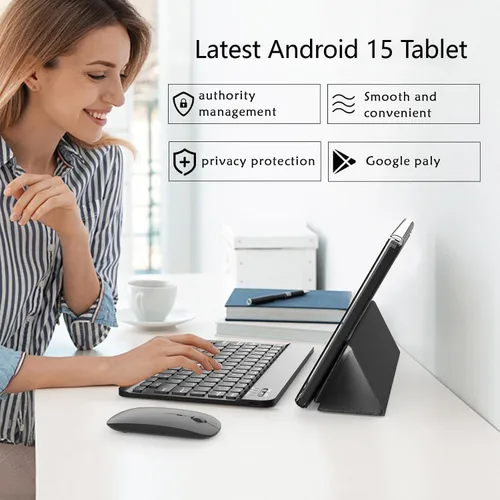 Miniatura 2 de Tablet Android 15 de 10 pulgadas, tabletas 2 en 1 con teclado/ratón/estuche/lápiz capacitivo, 8 GB de RAM+32 GB ROM/1 TB Expandir Tableta