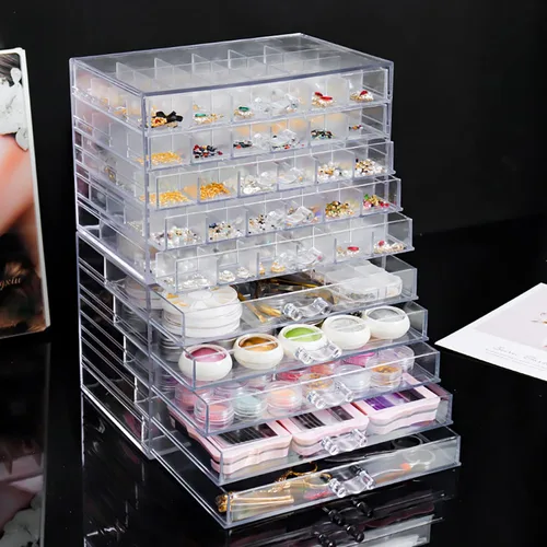 Miniatura 4 de Caja de almacenamiento de decoración de uñas de 5 niveles, acrílico transparente para arte de uñas, accesorios de joyería, caja de almacenamiento