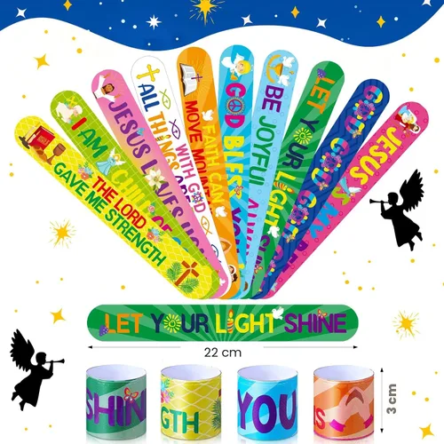 Miniatura 3 de Frienda 40 pulseras cristianas religiosas con versículos bíblicos para VBS Jesús Love You, pulseras inspiradoras motivacionales de natividad