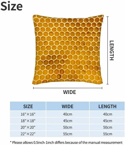 Miniatura 6 de Juego de 2 fundas de almohada de panal de abeja de 18 x 18 pulgadas, color amarillo miel, abstracto, fundas de almohada cuadradas de terciopelo