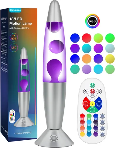Miniatura 9 de Lámpara de Movimiento Líquida de 17 Colores con Control Remoto: Luz Nocturna LED de 34.3 cm para Niños y Adultos - Lámpara de Mesa Relajante