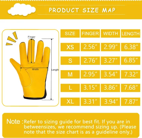 Miniatura 6 de Guantes de trabajo de jardinería de cuero para niños, guantes de seguridad, diseño reflectante transpirable, para niños para jardinería y exteriores