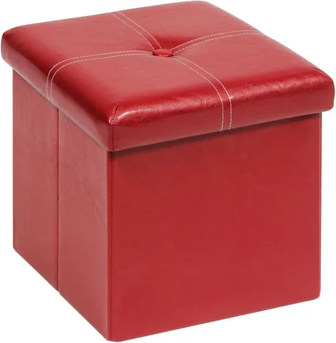 Miniatura 11 de B FSOBEIIALEO Otomana de almacenamiento con cuero sintético plegable pequeña cuadrada reposapiés mesa de café negra 11.8"X 11.8" X 11.8