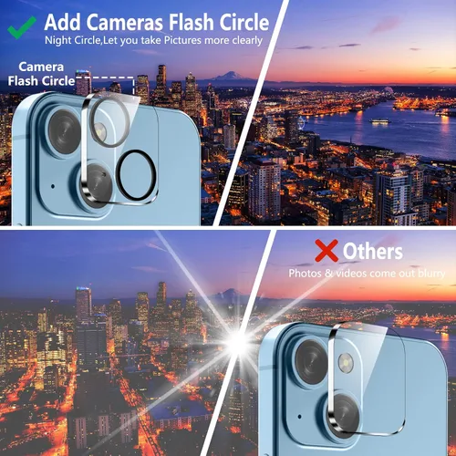 Miniatura 7 de Fotbor Protector de pantalla compatible con iPhone 14 Pro, protector de pantalla de privacidad de luz azul con protector de lente de cámara