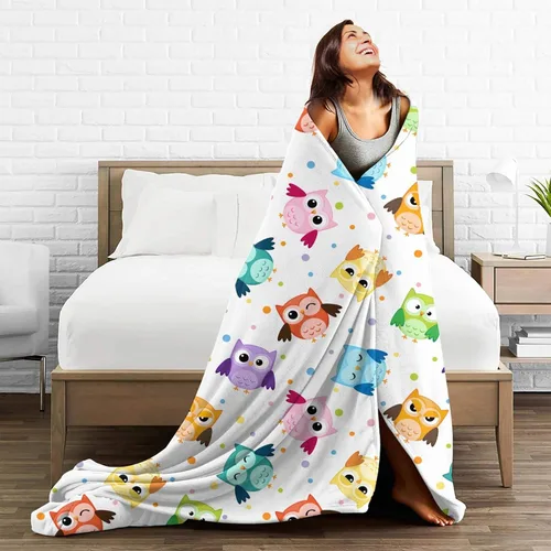 Miniatura 4 de Manta de Tiro de Búho Lindo Mantas de Cama Suaves Manta de Vellón de Franela de Felpa Ligera y Acogedora para Sofá Sillón Dormitorio 50"x40" Pequeña