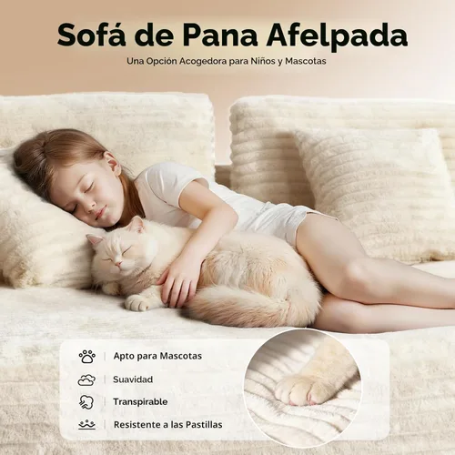 Miniatura 8 de CAMMOO Sofá seccional modular Cloud de 108 pulgadas en una caja, sofá seccional modular comprimido con asiento profundo, sofás de pana sin Beige