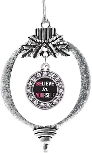 Miniatura 237 de Inspired Silver - Twin One - Adorno festivo de Navidad de plata - Adorno festivo de árbol de Navidad con dije de círculo y circonita cúbica