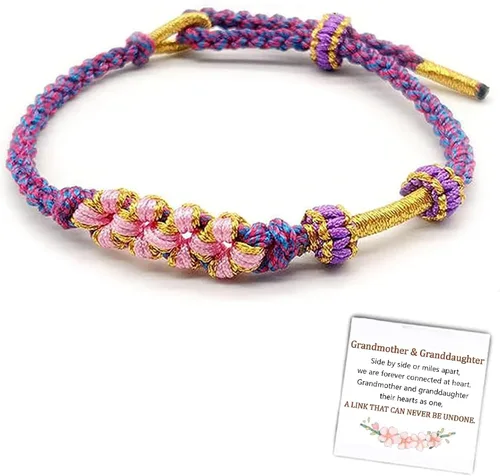 Miniatura 10 de Pulsera de nudo de cereza con texto en inglés «To My Granddaughter A Link That Can Never Be Undone», pulsera para nieta de la abuela, ajustable