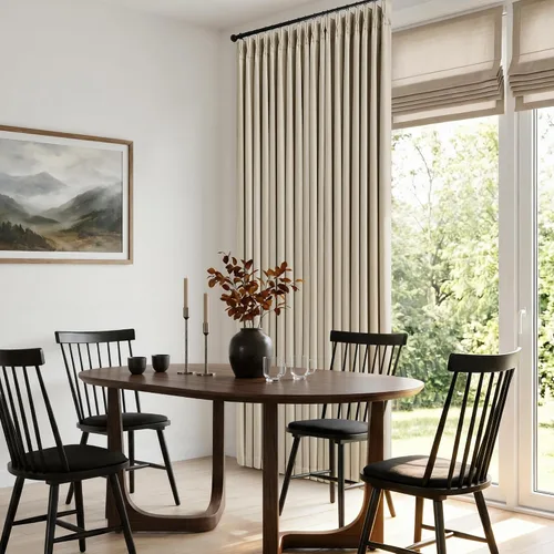 Miniatura 50 de Juego de 2 paneles de cortinas plisadas negras de 80 pulgadas para sala de estar, cortinas plisadas de lino con forro de 80 pulgadas de largo, 100%
