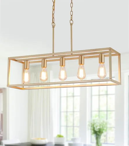 Miniatura 12 de AMZASA Candelabro lineal negro de 3 luces, moderno, rectangular, granja, comedor, lámpara para cocina, isla y bar, certificación UL