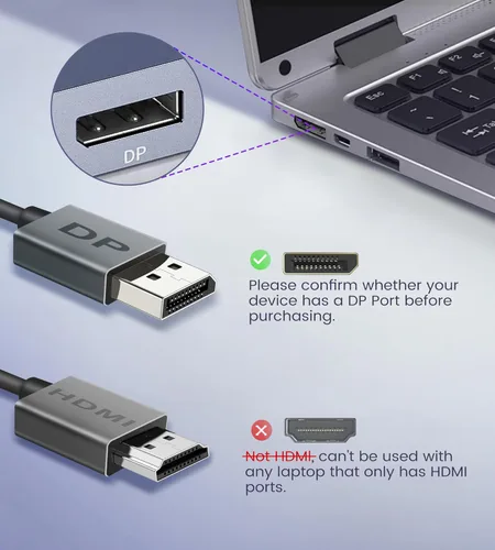 Miniatura 5 de Adaptador divisor Displayport a Dual Displayport 4K @60Hz, adaptador divisor DP 1.4 1 en 2 salidas SST/MST pantalla extendida compatible con PC