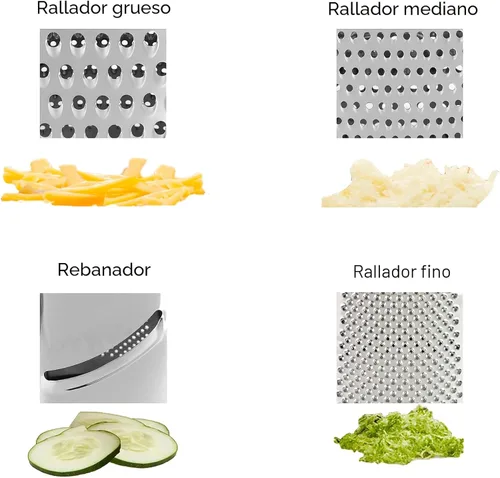 Miniatura 5 de KitchenAid Gourmet - Rallador de caja de acero inoxidable de 4 lados para rejilla fina, media y gruesa, contenedor de almacenamiento desmontable