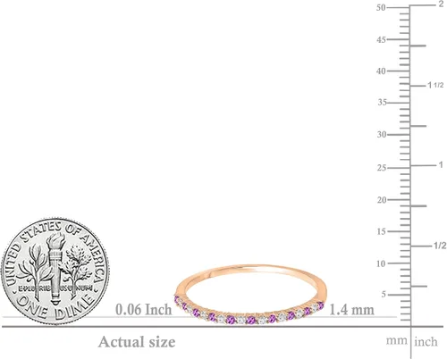 Miniatura 5 de Dazzlingrock Collection Anillo apilable redondo de oro de 10 quilates con amatista y diamante blanco para mujer