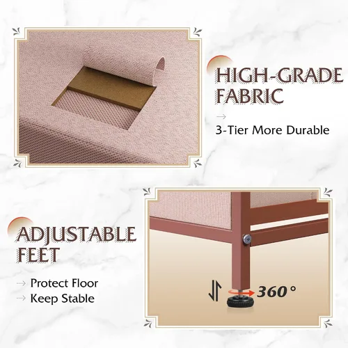 Miniatura 7 de WLIVE Cómoda para Dormitorio con 5 Cajones, Cómoda de Tela de Ancho Amplio, Unidad de Organización de Almacenamiento con Cajones de Tela para Rosa