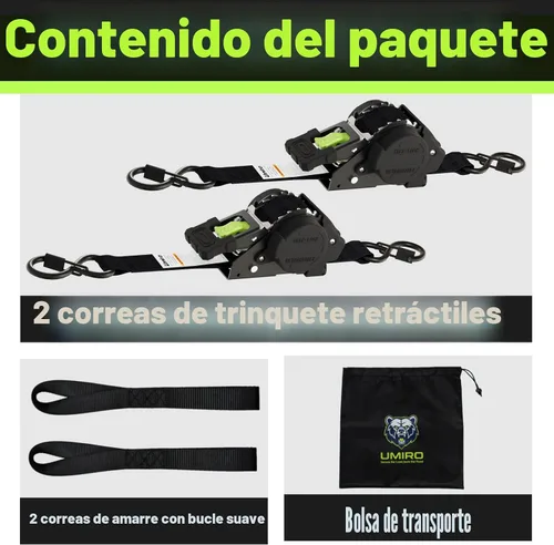 Miniatura 8 de Correas de trinquete retráctiles de 1 pulgada x 12 pies, resistentes con perno en la correa de trinquete retráctil automático, resistencia a