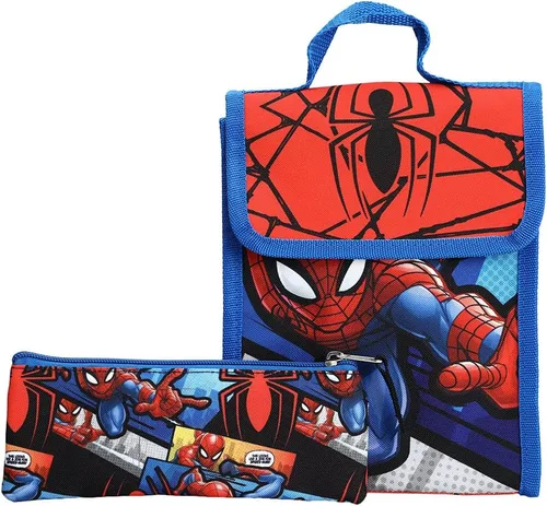 Miniatura 3 de Marvel Spiderman - Juego de mochila juvenil de 2 y 6 piezas, Azul, Tamaño único, Spider-man - Juego de mochila de 6 piezas (niño pequeñoniño grande)