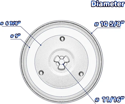 Miniatura 2 de Plato de vidrio para microondas de 10.6" compatible con microondas Hamilton Beach de 0.9 pies cúbicos. Reemplazo de la placa de vidrio MP-P23