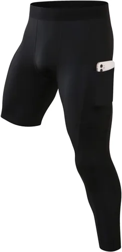 Miniatura 7 de Pantalones de compresión de 3/4 de una pierna para hombre, mallas de baloncesto atléticas para correr, leggings deportivos de capa base capri