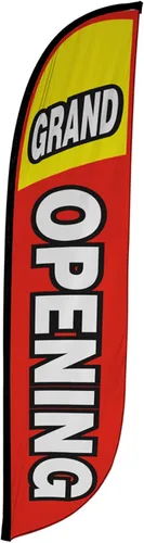 Miniatura 8 de LookOurWay Bandera de plumas – 12 pies de alto cartel publicitario solo bandera swooper, sin postes – banderas de gran apertura – rojo Abierto