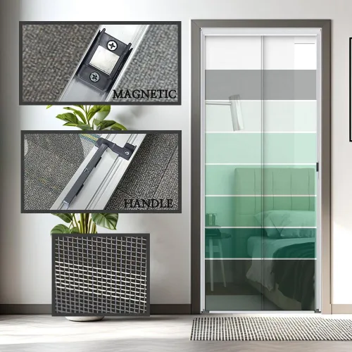 Miniatura 5 de Corte personalizado a medida, [azul, normal, 31 pulgadas de ancho x 83 pulgadas de alto], red retráctil de aluminio para puerta delantera, malla