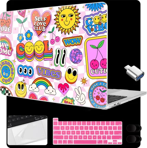 Miniatura 22 de MEEgoodo Funda para MacBook Pro de 13 pulgadas 2022 2021 2020 A2338 M2/M1 A2251 A2289 con Touch ID, fundas rígidas transparentes para laptop