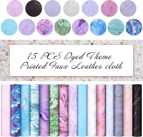 Miniatura 4 de Honoson 15 piezas de cuero sintético de verano de 8.3 x 6.3 pulgadas, hojas de tela colorida para aretes, suministros de decoración de manualidades