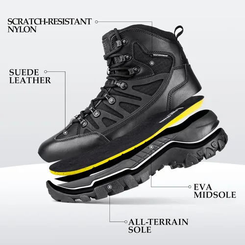 Miniatura 4 de FREE SOLDIER Botas de senderismo tácticas impermeables para hombre, botas de trabajo militar, botas de combate