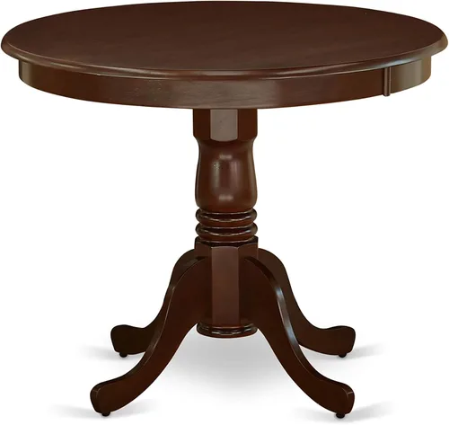 Miniatura 3 de East West Furniture AANCA5-MAH-W Juego de mesa de comedor de 5 piezas incluye una mesa de cocina redonda con pedestal y 4 sillas de comedor, 36 x 36