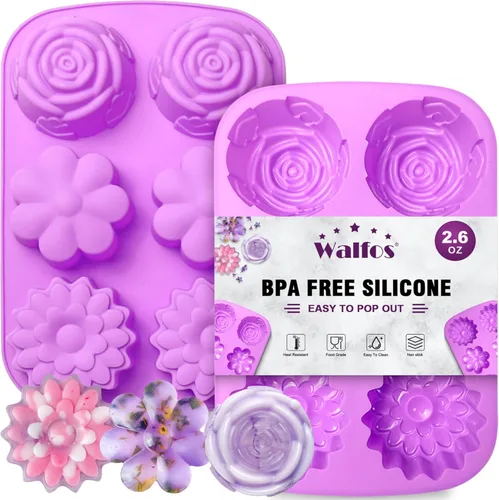 Miniatura 12 de Walfos Paquete de 3 Moldes de Jabón Pequeños, 15 Cavidades Moldes Redondos Mini de Silicona, Moldes de Jabón de Silicona Cilíndricos de 1.5 pulgadas