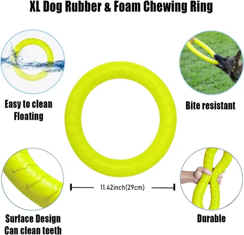 Miniatura 3 de Disco Volador Flotante Duradero Indestructible para Perros Grandes, Juguetes de Anillo para Masticadores, Piscina, Natación, Lanzamiento, Atrapar